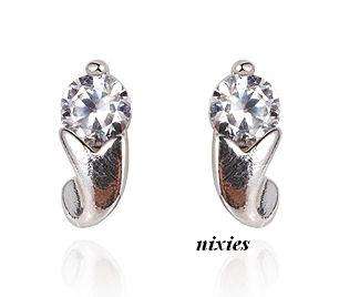 TINY WHITE GOLD EP DIAMANTE STUD EARRINGS