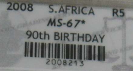 ## VERY SCARCE ## SACGS MS67*(STAR) MANDELA 90th Birthday R5