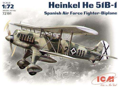 ICM 72191 Heinkel HE-51B-1 Spanish Civil Wal Fighter