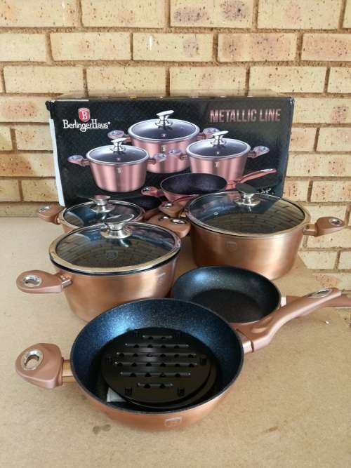 Berlinger Haus 10-Piece Metallic Line Marble Coating Cookware Set Copper ( PLEASE READ BEFORE BIDDIN