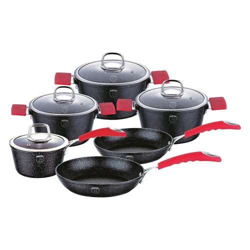 Berlinger Haus 10-Piece Marble Coating Oven Safe Cookware Set ( Black )