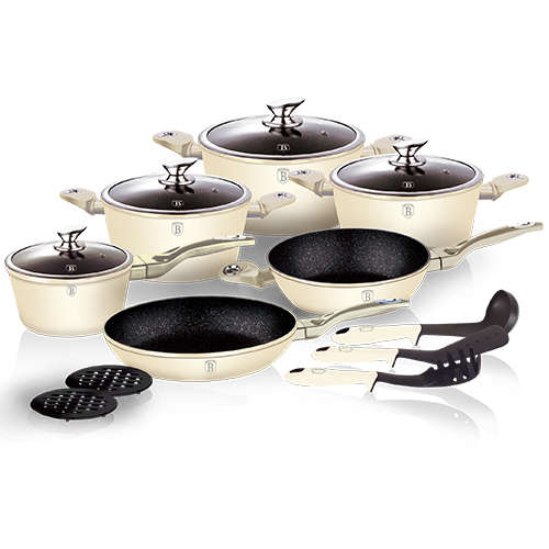 Berlinger Haus 15 pcs cookware set, Cream Metallic Line(PLEASE READ BEFORE BIDDING)