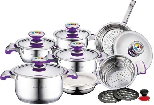Royalty Line  14 Pieces Stainless Steel Cookware Set - Purple (READ THE DESCRIPTION)