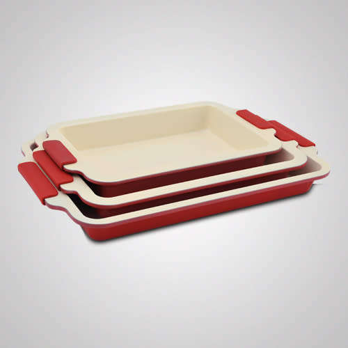 Royalty Line 3-piece Ceramic Coating Roasting Pan Set - Red (READ THE DESCRIPTION)