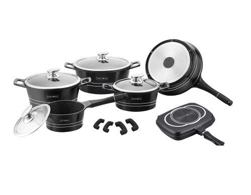 Royalty Line - 15 Pieces Marble Non-Stick Coating Cookware Set - Black (READ DESCRIPTION)
