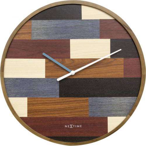 Nextime 45 cm Patch Wood Silent Round Wall Clock  (READ THE DESCRIPTION)
