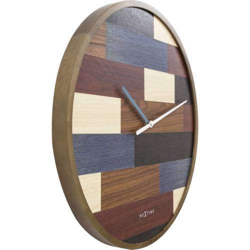 Nextime 45 cm Patch Wood Silent Round Wall Clock  (READ THE DESCRIPTION)
