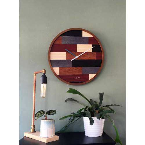 Nextime 45 cm Patch Wood Silent Round Wall Clock  (READ THE DESCRIPTION)