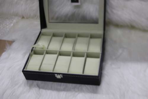 Jack Brown Luxury 10-Slot Leather Watch Display Box - Black (Refurbished)