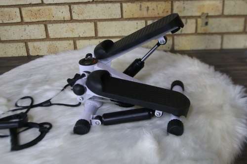 Fitness Exercise Stepper Bike with Resistance Bands-White & Black