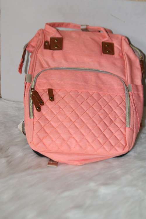 Multi-functional baby diaper bag & Bed - Peach