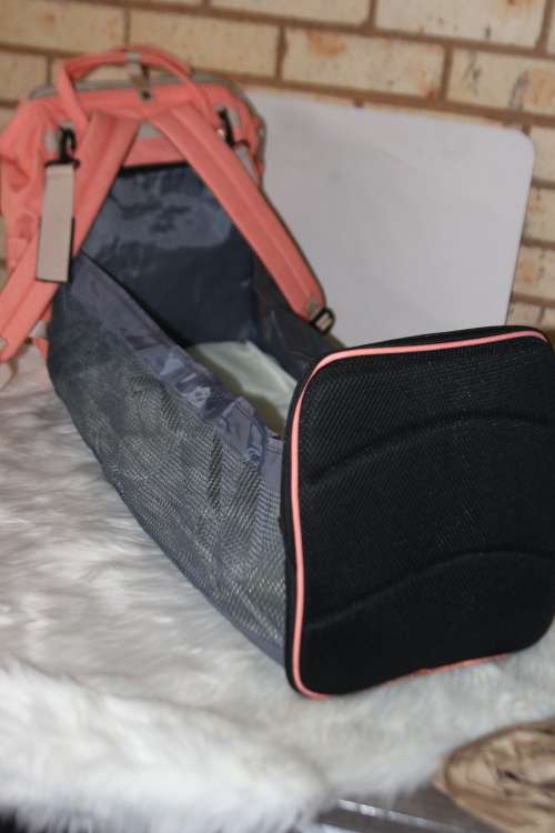 Multi-functional baby diaper bag & Bed - Peach