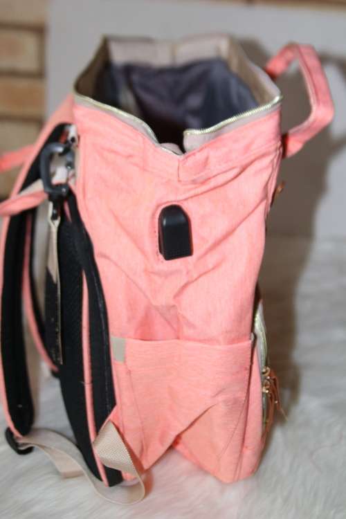 Multi-functional baby diaper bag & Bed - Peach