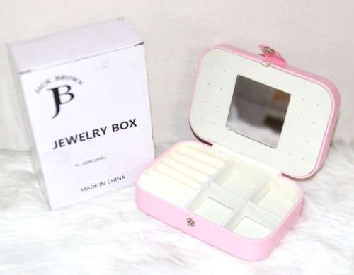 Jack Brown 2-Layer PU Leather Jewellery Display Box with Mirror - Pink