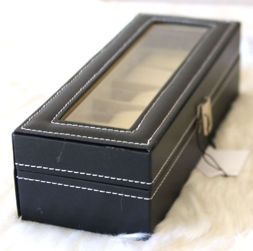 Jack Brown Luxury 5-Slot PU Leather Watch Display Box - Black