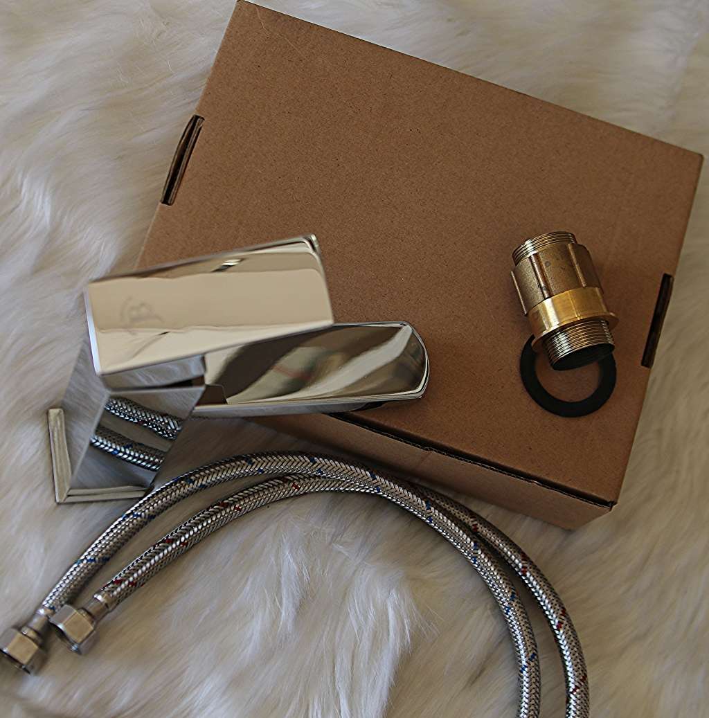 Jack Brown Square Bathroom Basin Mixer Tap With Hose - Chrome