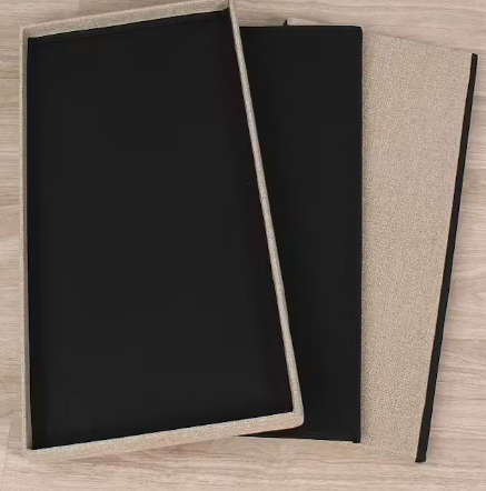 Jack Brown Foldable Fabric Cotton Linen Storage Cube Box Ottoman Stool - Cream