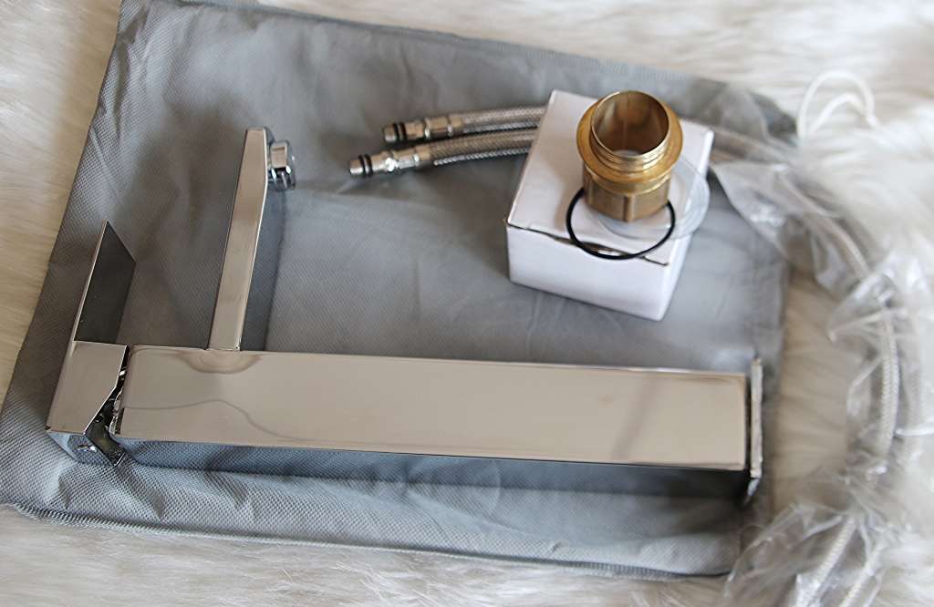 Jack Brown Square Tall Bathroom Basin Mixer Tap With Hose -chrome