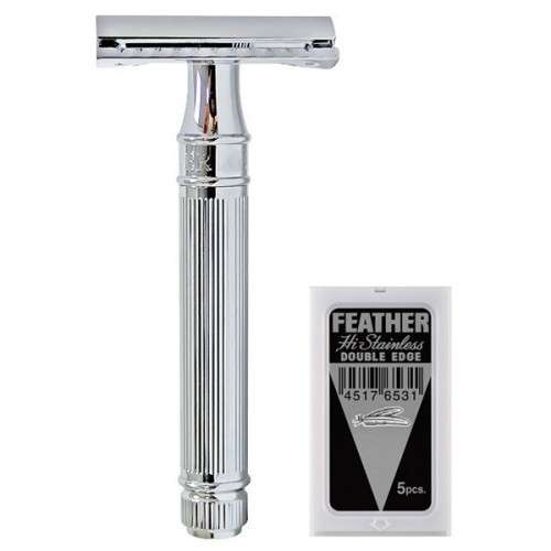 Edwin Jagger DE89-LBL Safety Razor (Lined Chrome)