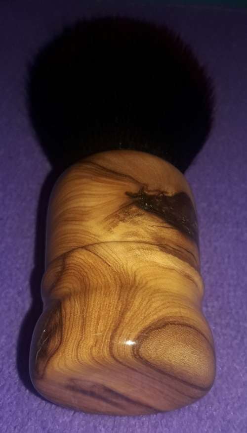 Wood Turned Shaving Brush (Wild Olive, 24mm Blood Knot Synthetic)