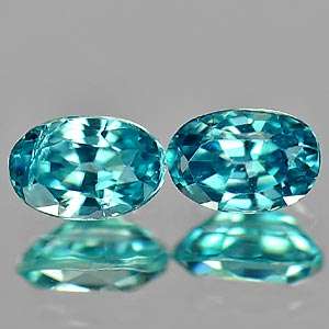 1.58 total ct matched pair natural blue Cambodian zircon gemstones