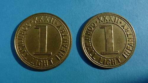 2 x South Africa Tokens Cornwall Light Infantry Type1 + 2