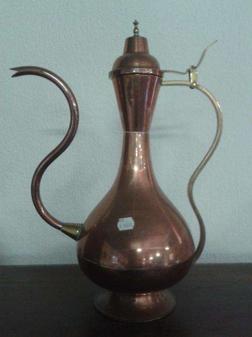 LARGE TURKISH KETTLE - COPPER WITH BRASS DETAIL