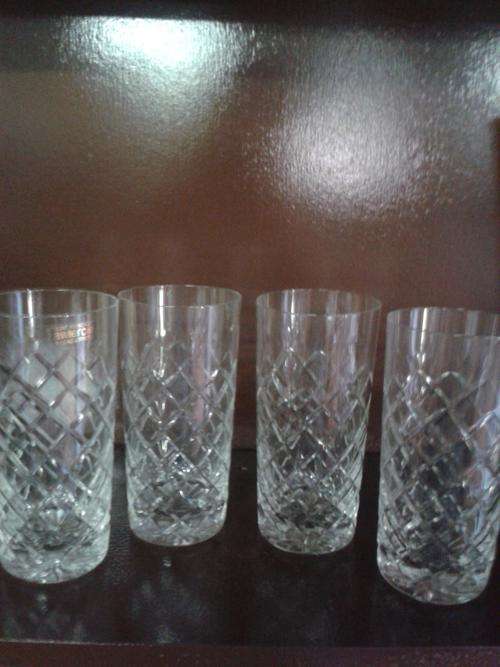 SET OF 4 ZAWIERCIE LEAD CRYSTAL WHISKY HB TUMBLERS PATTERN ZA2100