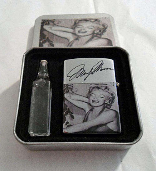 Printed Marilyn Monore Metal Zippo Type Lighter with Printed Metal Holder and mini fluid