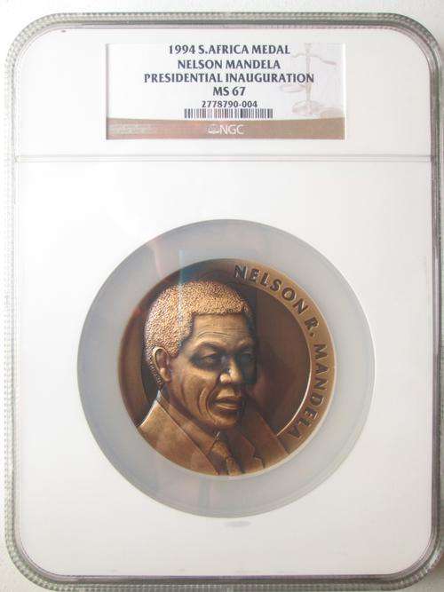 1994 Mandela FNB 5oz Bronze Medal NGC Graded MS67 ''VERY HIGH GRADE'' ONLY 1 ON BOB @@CRAZY R1 START