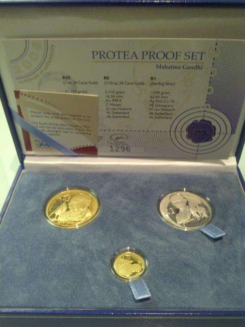 2008 GANDHI 3 COIN PROOF SET@@@ CRAZY R1 START