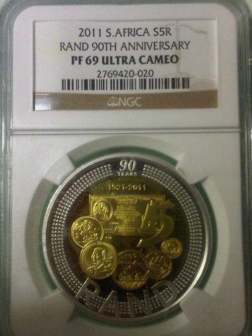 2011 SARB 90TH Anniversary Silver R5 Bi-Colour Crown NGC PF69 YES PF69@@@ CRAZY R1