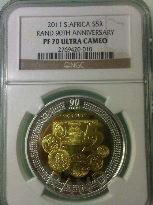 2011 SARB 90TH Anniversary Silver R5 Bi-Colour Crown NGC PF70 YES PF70@@@ CRAZY R1