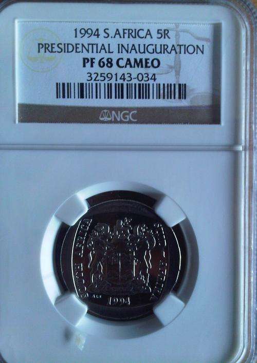 1994 S.AFRICA R5 PRESIDENTIAL INAUGURATION NGC- PF68 CAMEO@@@ CRAZY R1 START
