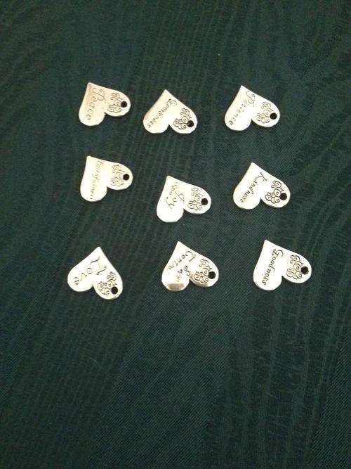 Complete 9 Piece Fruit of the Spirit - Tibetan Silver Hearts Charm Set