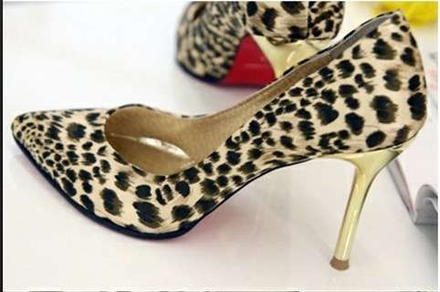 leopard style high heel red sole