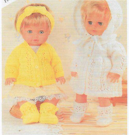 Knitting White & Yellow Doll Outfit