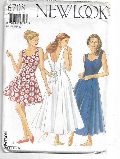 Crafts Sewing Vintage NewLook 6708 Ladies Dress size 6 - 16