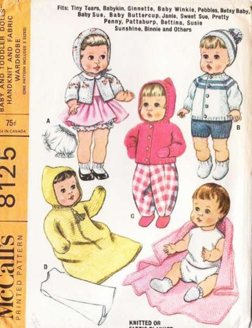 Doll Sewing & Knitting Pattern 8125 (PDF)