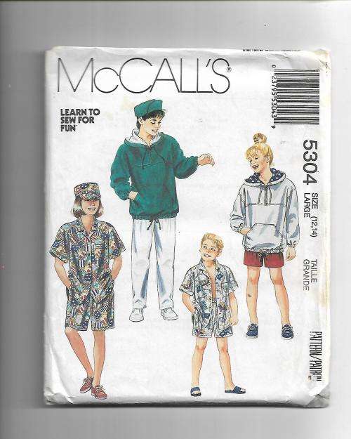 McCall's Unisex Pattern Size 12 & 14 Large