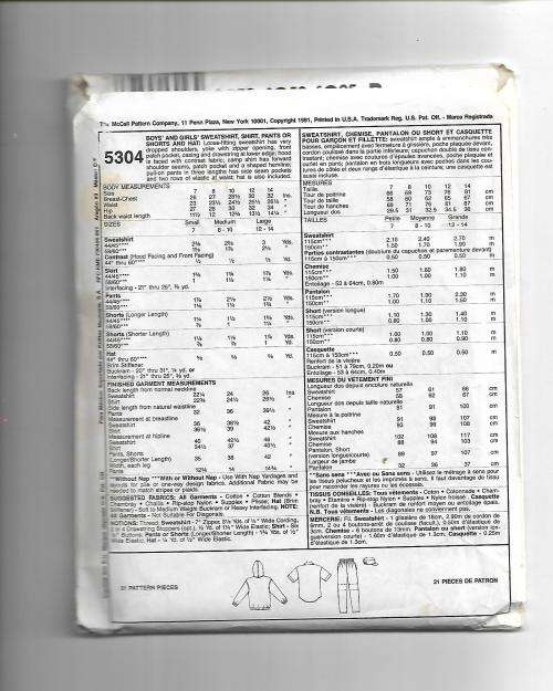 McCall's Unisex Pattern Size 12 & 14 Large