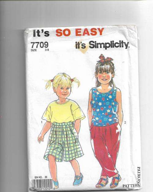 Simplicity 7709 Girl's Size 3 - 8 Years