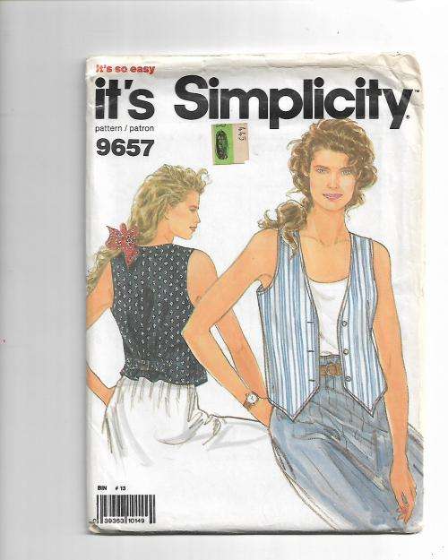 Simplicity 9657 Ladies Vest Size 32 - 42 Ins.