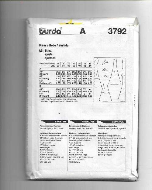 Burda 3792 Ladies Size 32 - 44