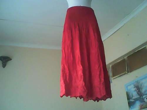 Embroided Fabulous Red Skirt with Elasticated Waist