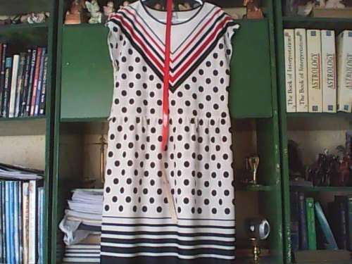 VINTAGE 80'S BLACK POLKA DOT DRESS - SIZE 38 - GOOD CONDITION