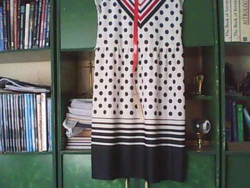 VINTAGE 80'S BLACK POLKA DOT DRESS - SIZE 38 - GOOD CONDITION