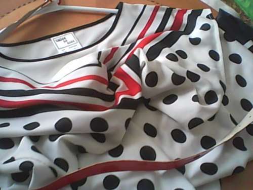 VINTAGE 80'S BLACK POLKA DOT DRESS - SIZE 38 - GOOD CONDITION