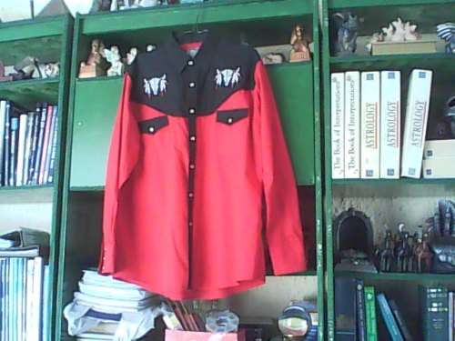 MEN'S WESTERN RED & BLACK SHIRT - GOOD CONDITION