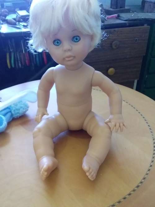 VINTAGE FIRST LOVE DOLLY - 48CM - NO MARKINGS ON FACE OR BODY IN BEAUTIFUL CONDTION